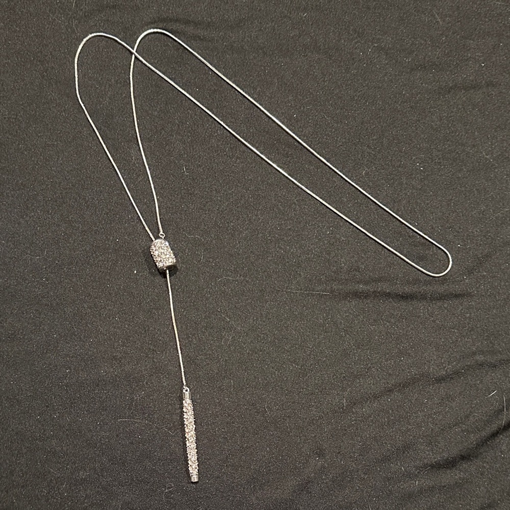 Express Silver Necklace with Crystal Details